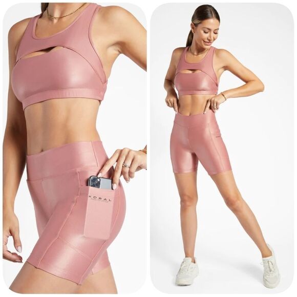 KORAL TEMPO Infinity High Rise Bike Shorts - Dusty Rose - Picture 1 of 9